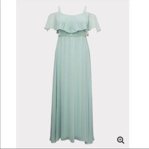 Mint Cold Shoulder Chiffon Dress by Torrid. Size 24